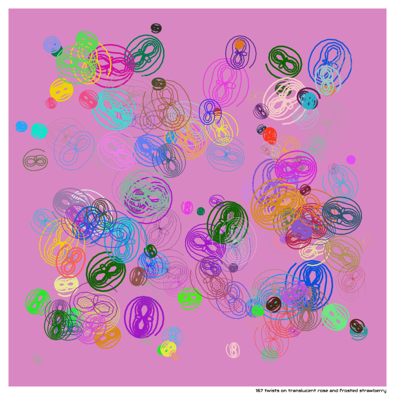 167 twists on Translucent rose and Frosted strawberry