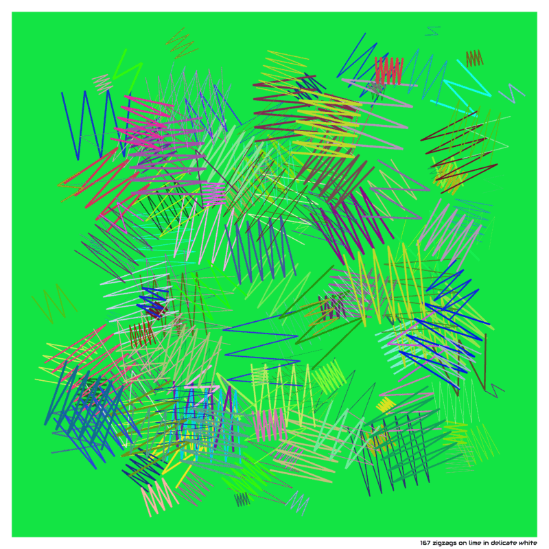167 zigzags on lime in delicate white