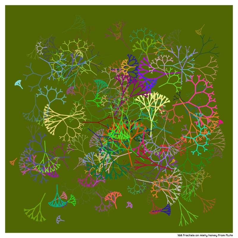 168 fractals on misty honey from flute