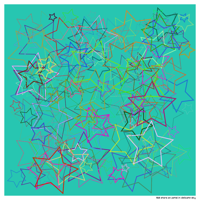 168 stars on petal in delicate sky