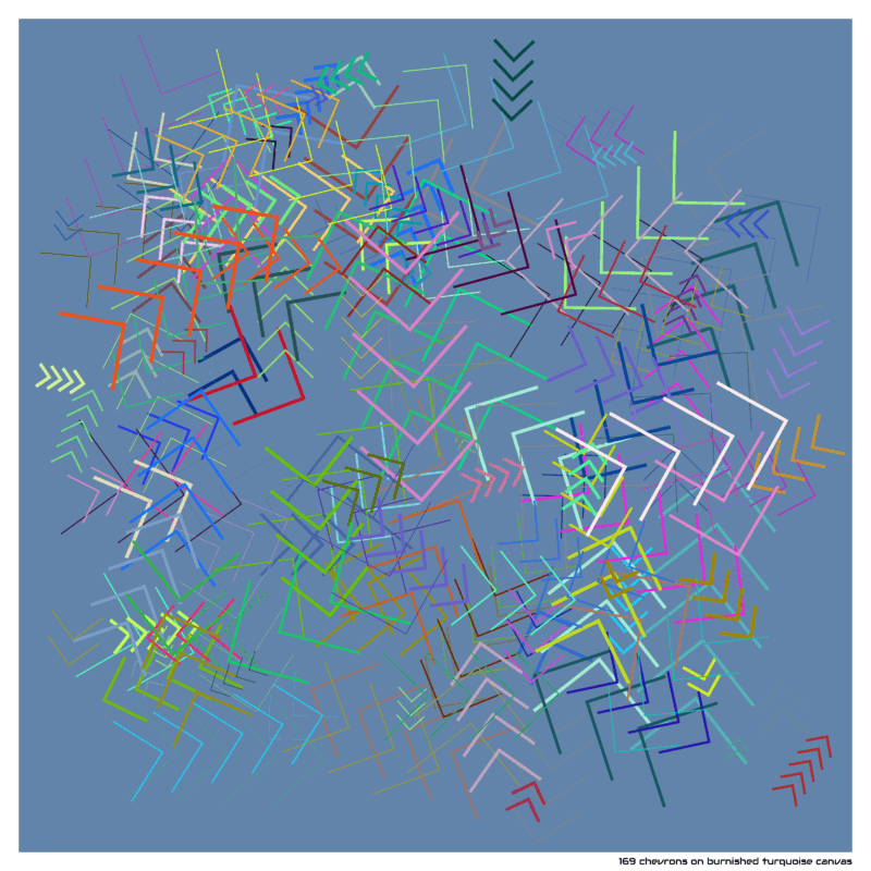 169 chevrons on Burnished turquoise Canvas