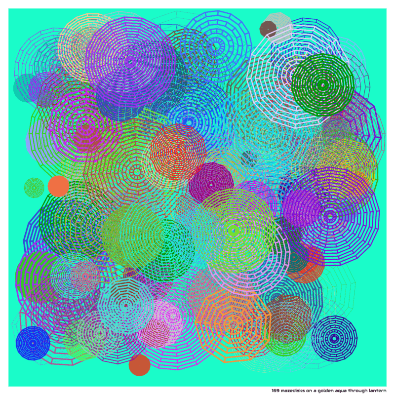 169 mazedisks on a golden aqua through lantern