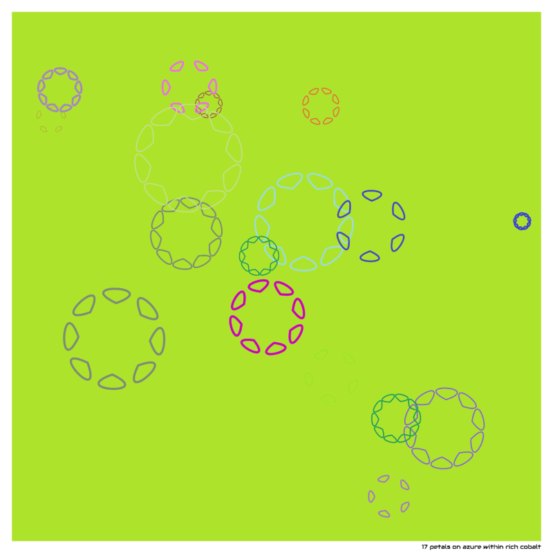 17 petals on azure within rich cobalt