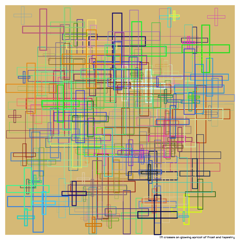 171 crosses on glowing apricot of frost and tapestry