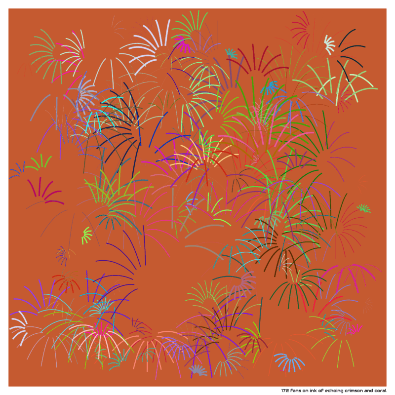 172 fans on ink of echoing crimson and coral