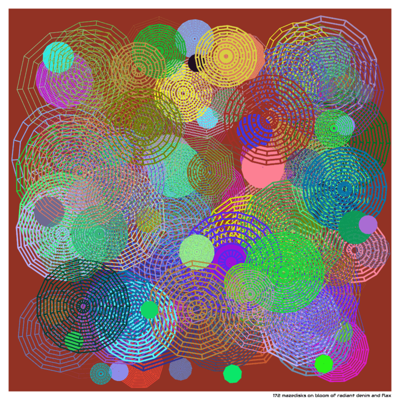 172 mazedisks on bloom of radiant denim and flax
