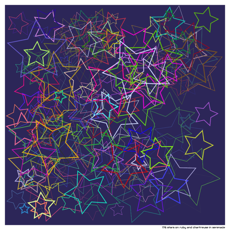 176 stars on ruby and chartreuse in serenade