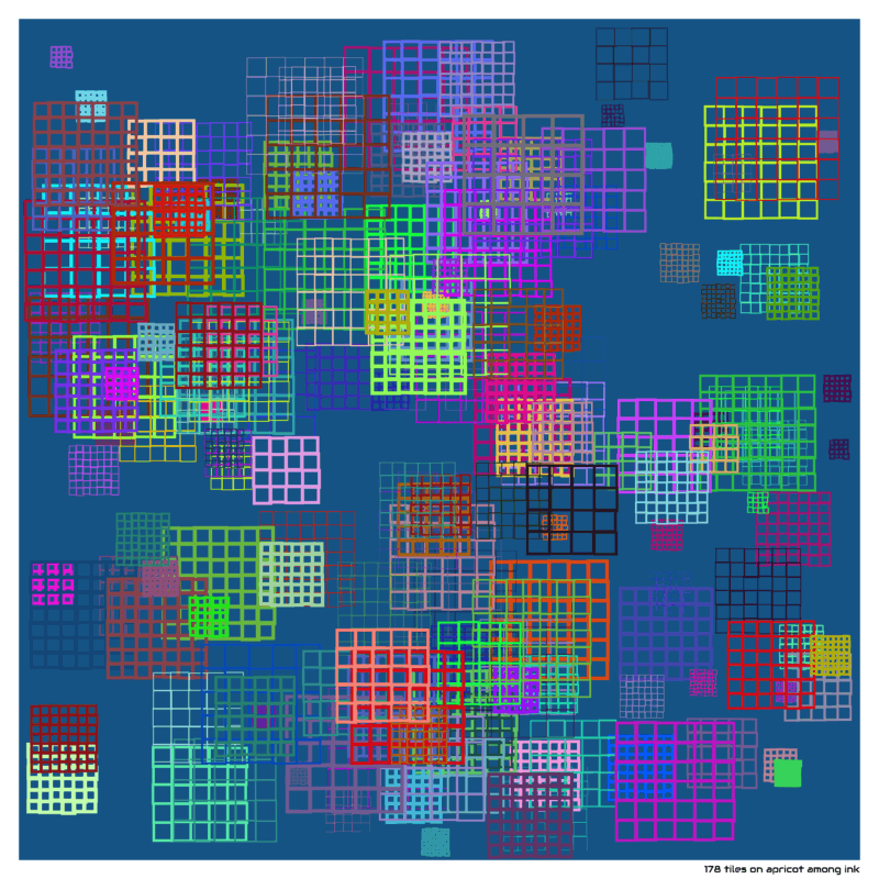 178 tiles on apricot among ink