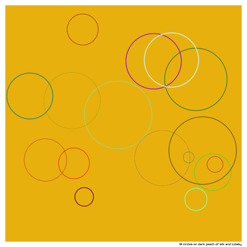 18 circles on dark peach of silk and lullaby