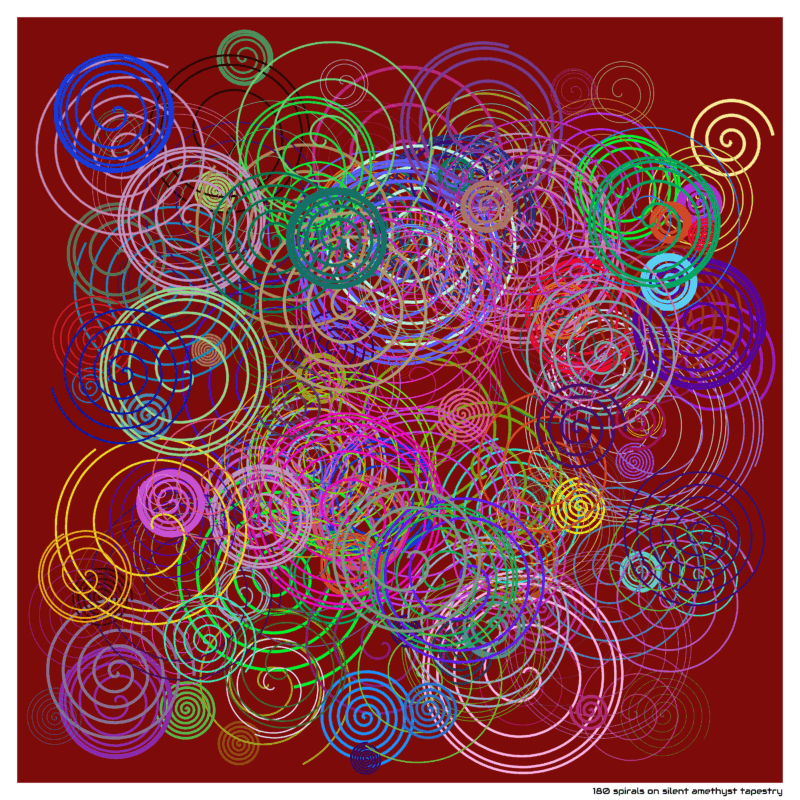 180 spirals on silent amethyst tapestry
