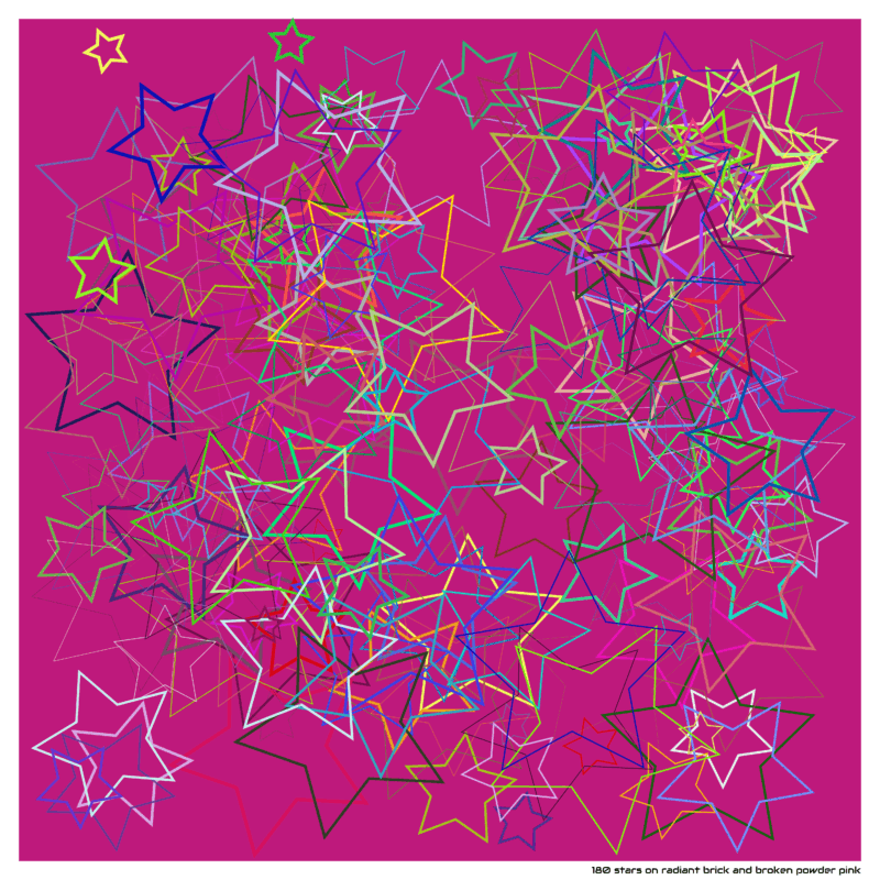 180 stars on radiant brick and broken powder pink