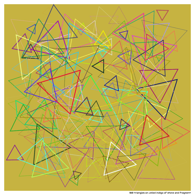 180 triangles on veiled indigo of stone and fragment