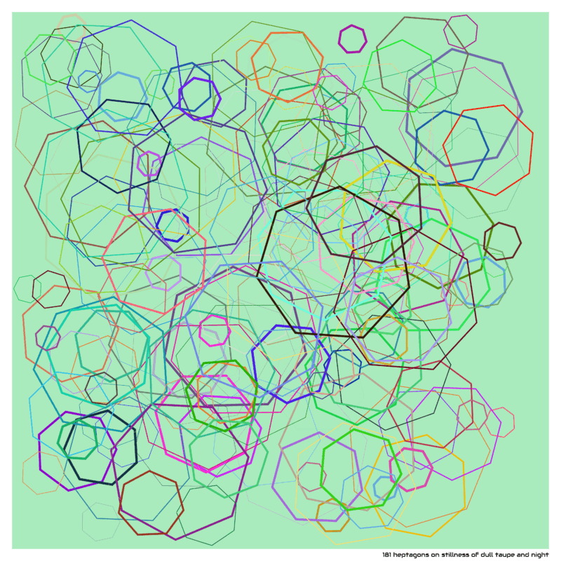 181 heptagons on stillness of dull taupe and night