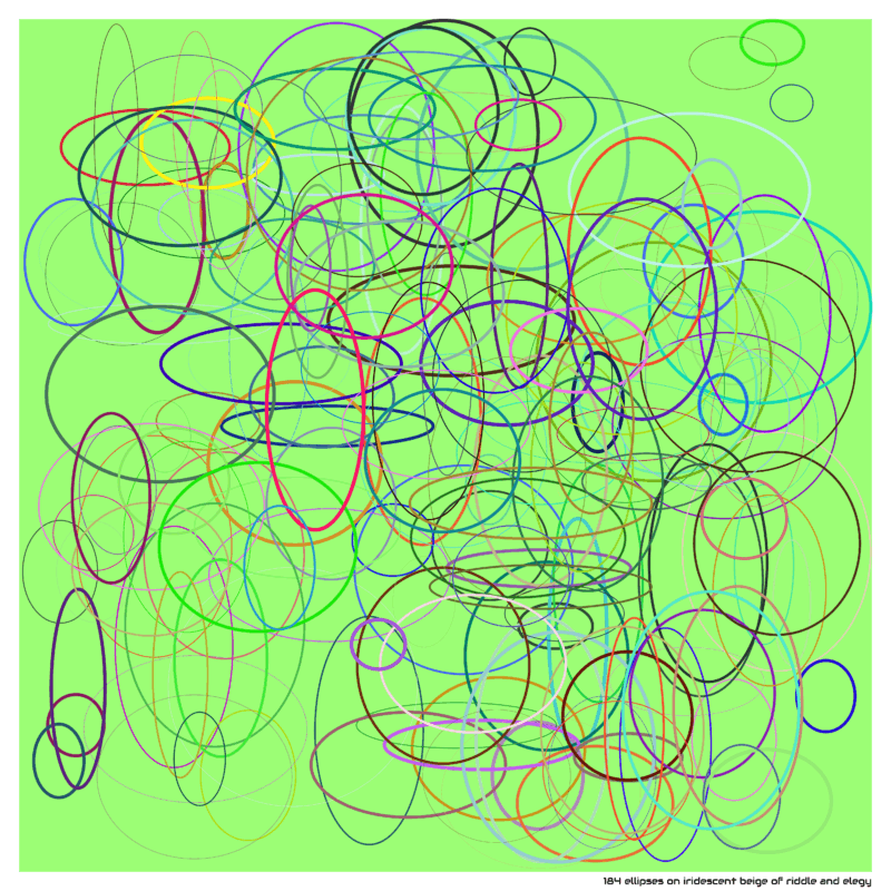 184 ellipses on iridescent beige of riddle and elegy