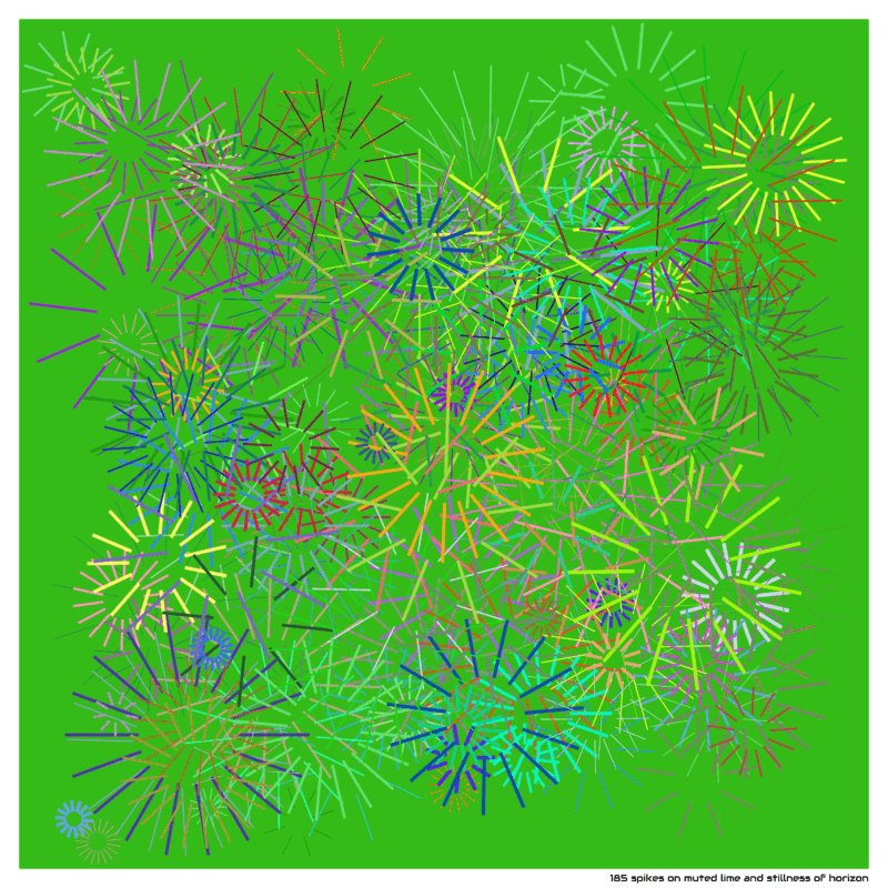 185 spikes on muted lime and stillness of horizon