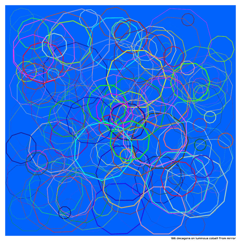 186 decagons on luminous cobalt from mirror