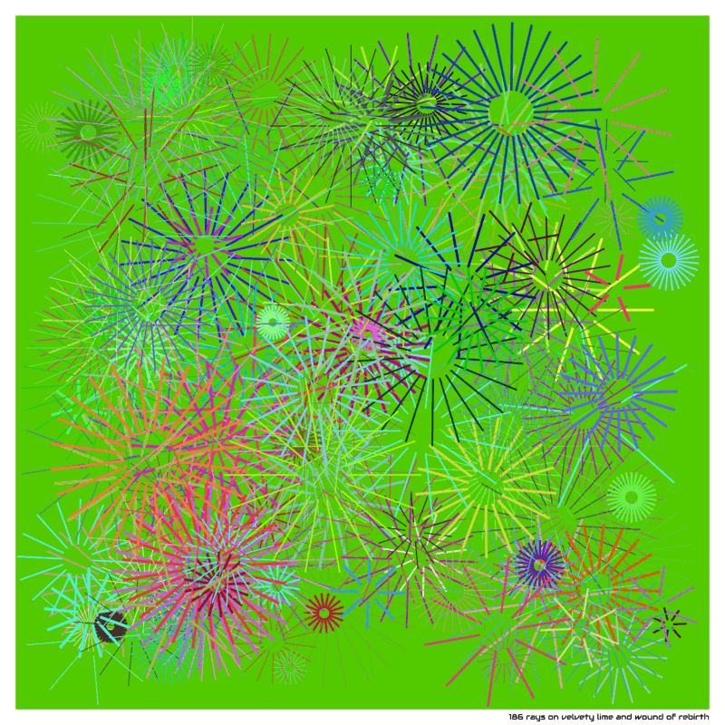 186 rays on velvety lime and wound of rebirth