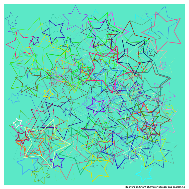 186 stars on bright cherry of whisper and awakening