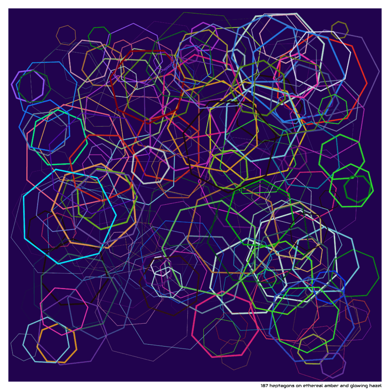 187 heptagons on ethereal amber and glowing hazel