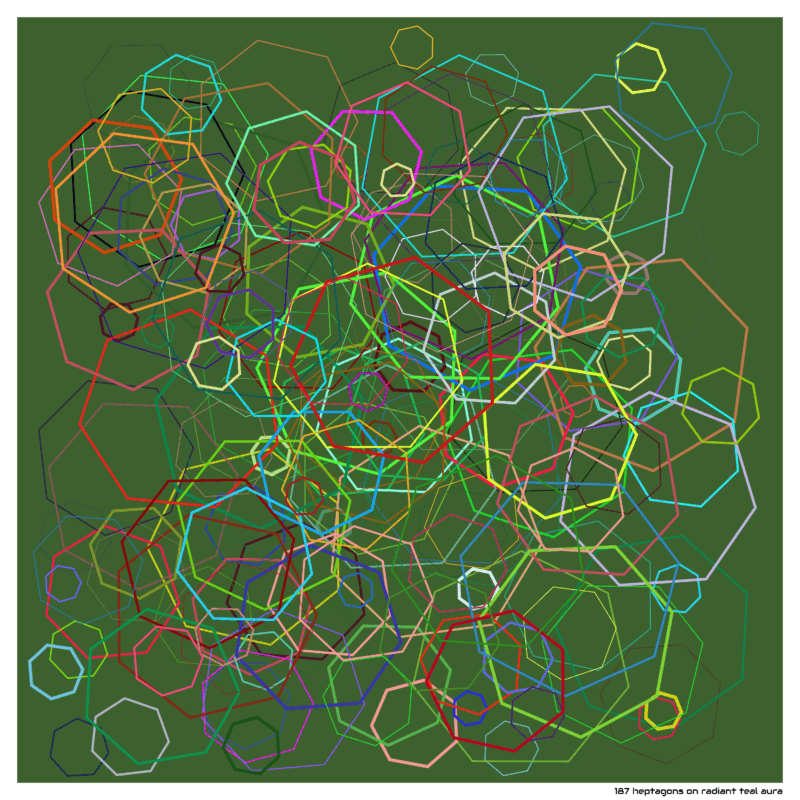 187 heptagons on radiant teal aura