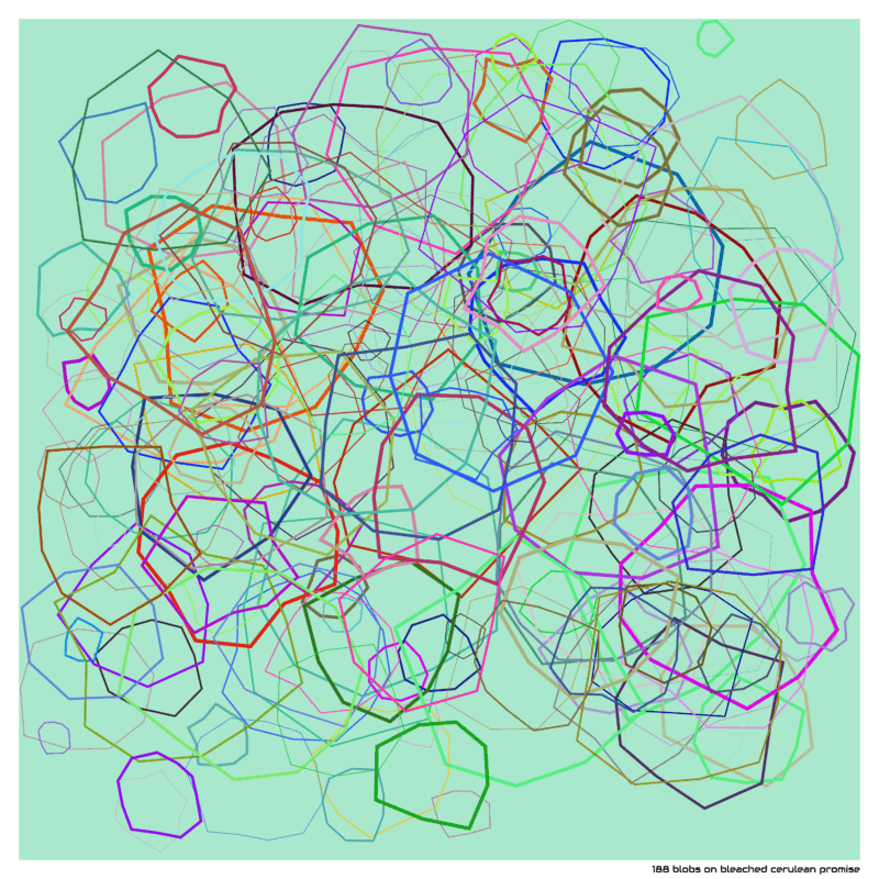 188 blobs on bleached cerulean promise