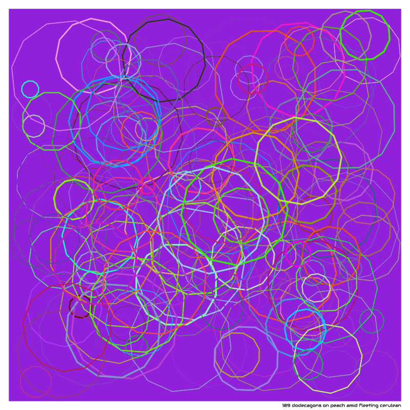 189 dodecagons on peach amid Fleeting cerulean