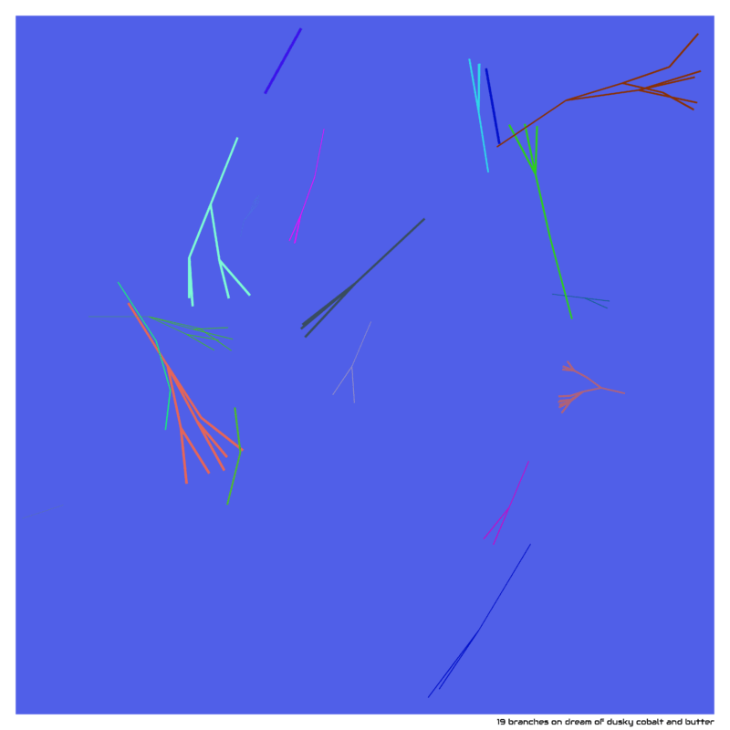 19 branches on dream of dusky cobalt and butter