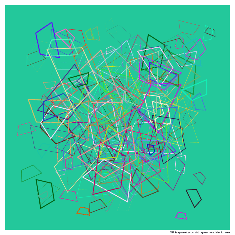 191 trapezoids on rich green and dark rose
