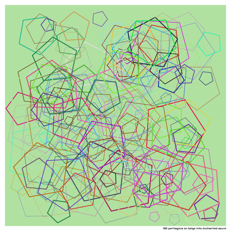 192 pentagons on beige into enchanted azure