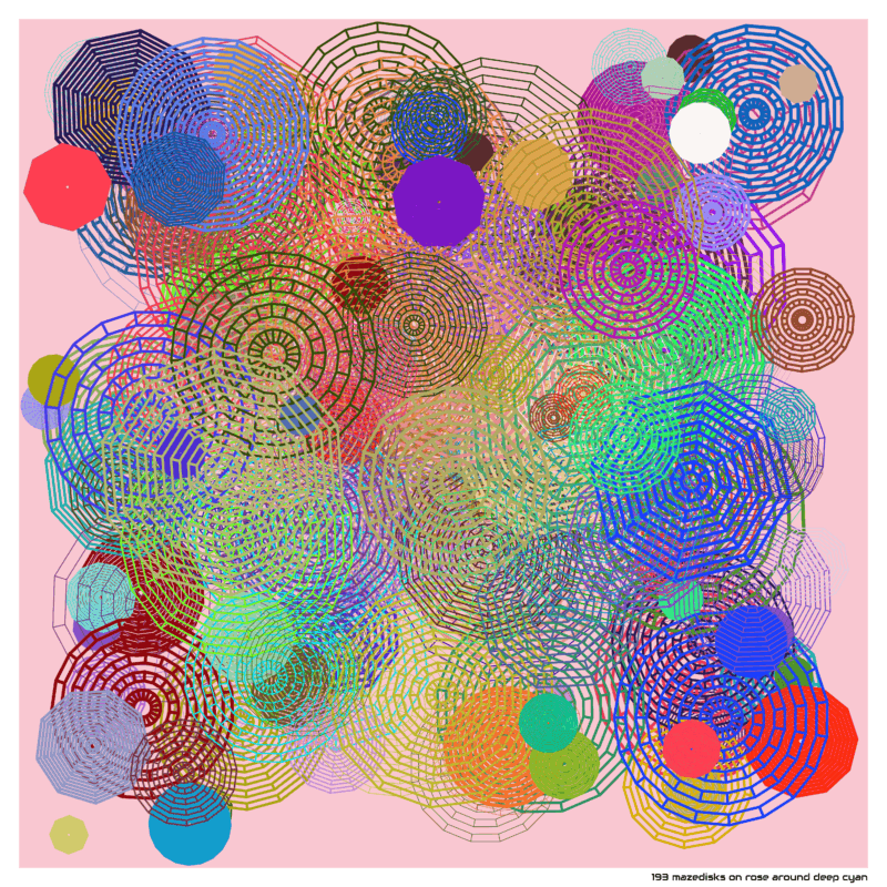 193 mazedisks on rose around deep cyan