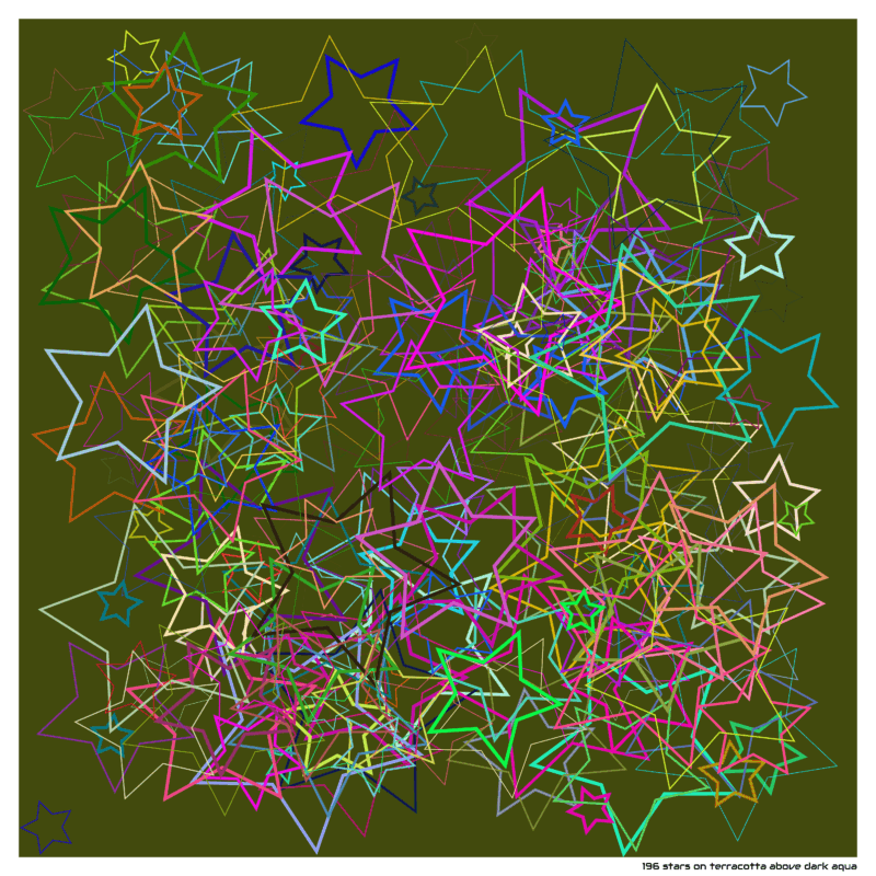 196 stars on terracotta above dark aqua