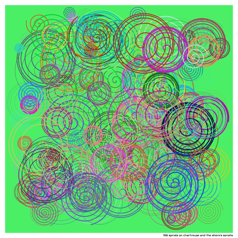 198 spirals on chartreuse and the Shore's Sonata