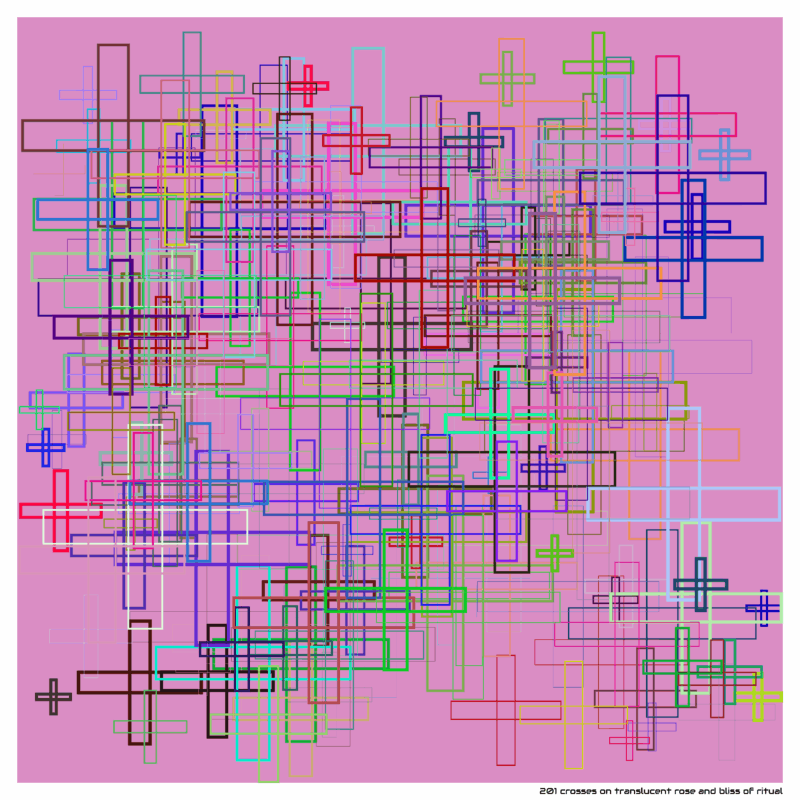 201 crosses on translucent rose and bliss of ritual