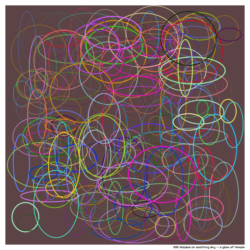 201 ellipses on soothing sky — a glow of temple