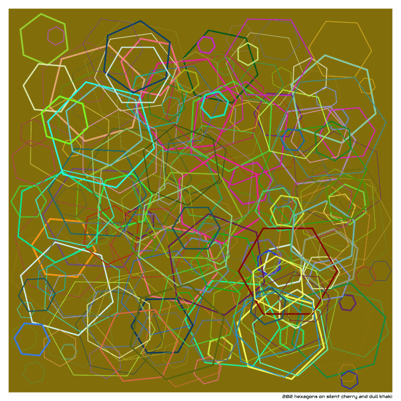 202 hexagons on silent cherry and dull khaki