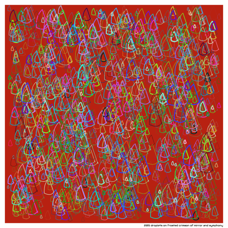 205 droplets on frosted crimson of mirror and symphony