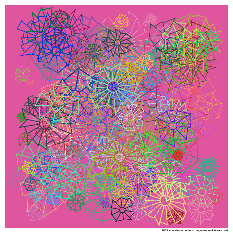 205 shards on radiant magenta and silken teal