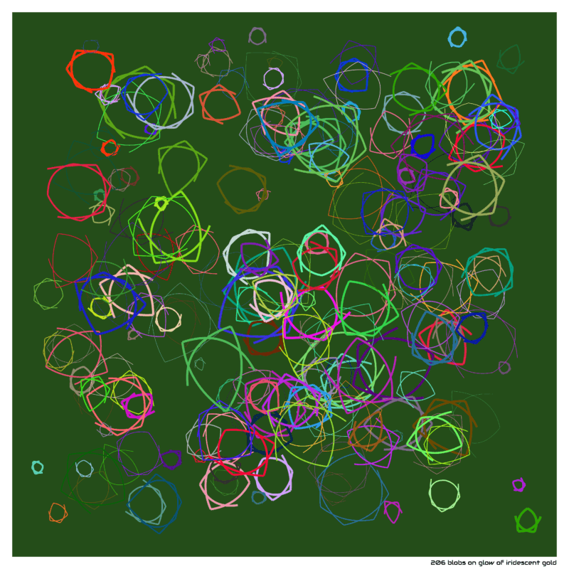 206 blobs on glow of iridescent gold