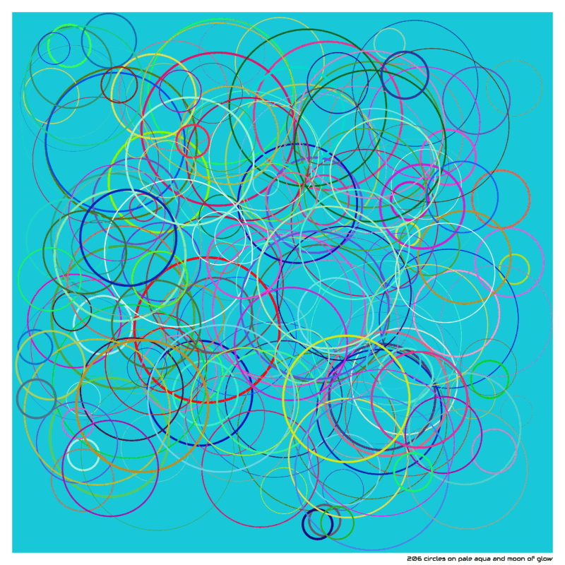 206 circles on pale aqua and moon of glow