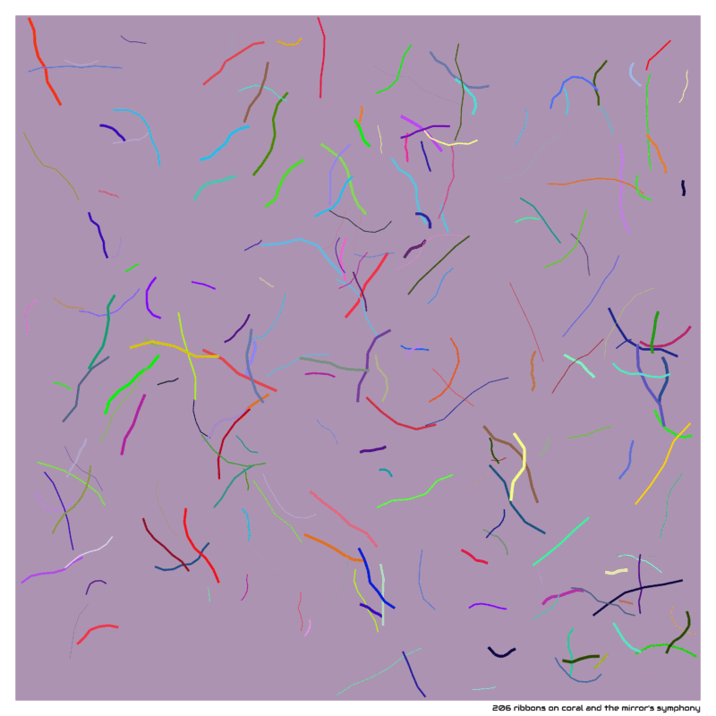 206 ribbons on coral and the mirror’s symphony