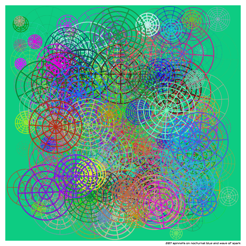 207 spinnets on nocturnal blue and wave of spark