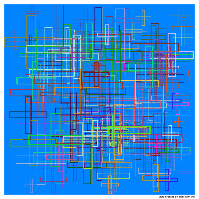 209 crosses on dusk with ink