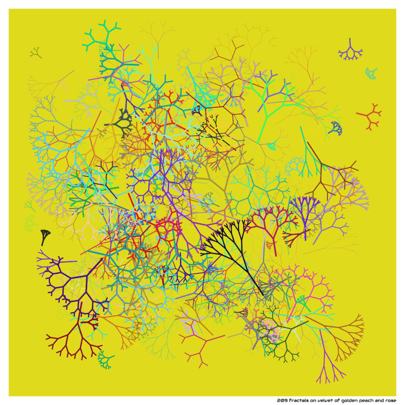 209 fractals on velvet of golden peach and rose