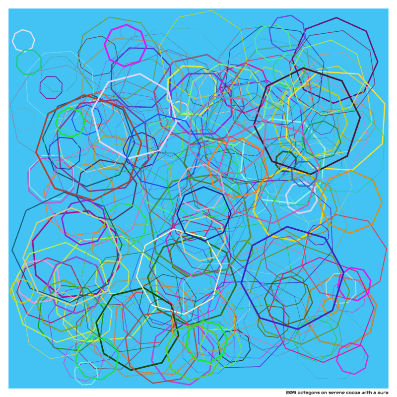 209 octagons on serene cocoa with a aura