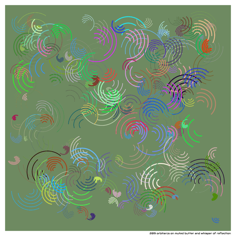 209 orbitarcs on muted butter and whisper of reflection