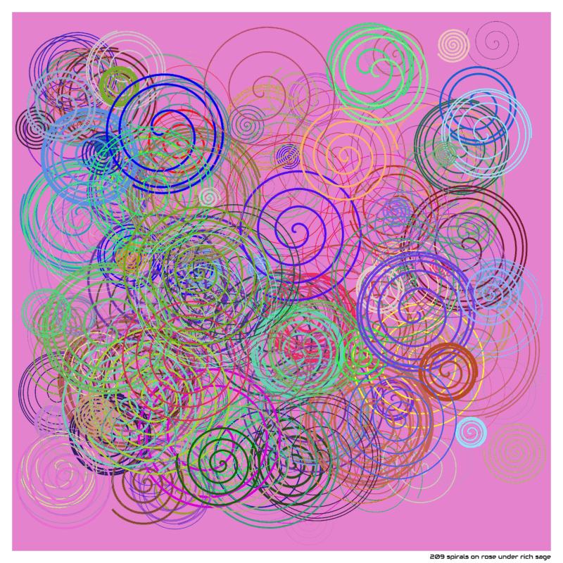 209 spirals on rose under rich sage