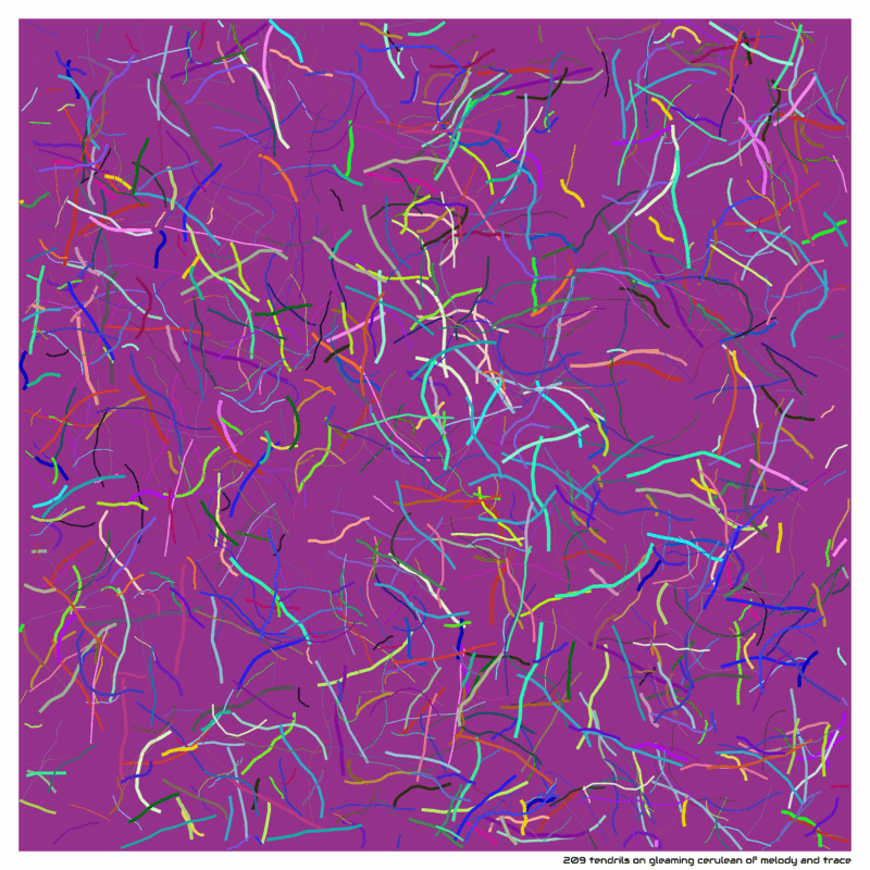 209 tendrils on Gleaming cerulean of Melody and Trace