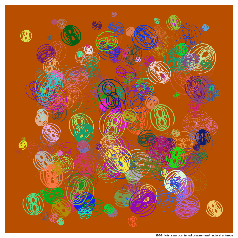 209 twists on burnished crimson and radiant crimson