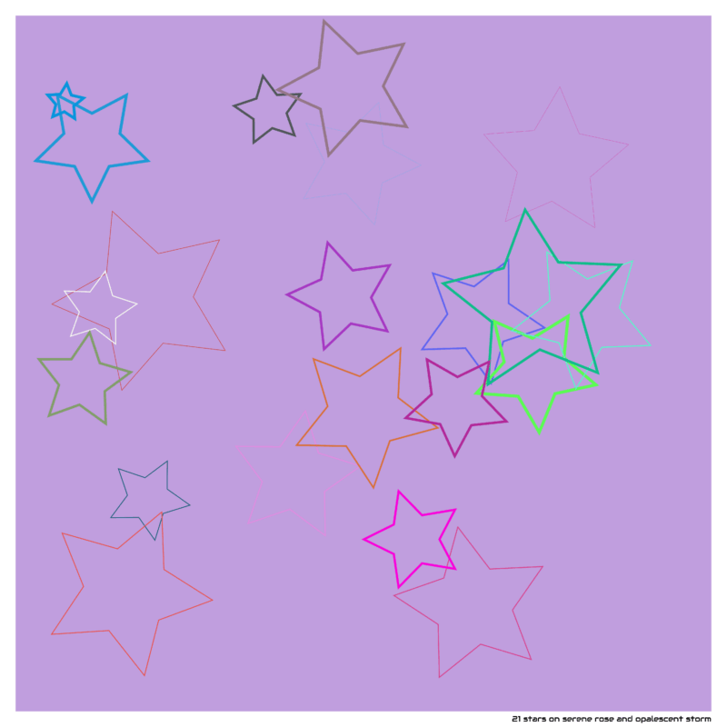 21 stars on serene rose and opalescent storm