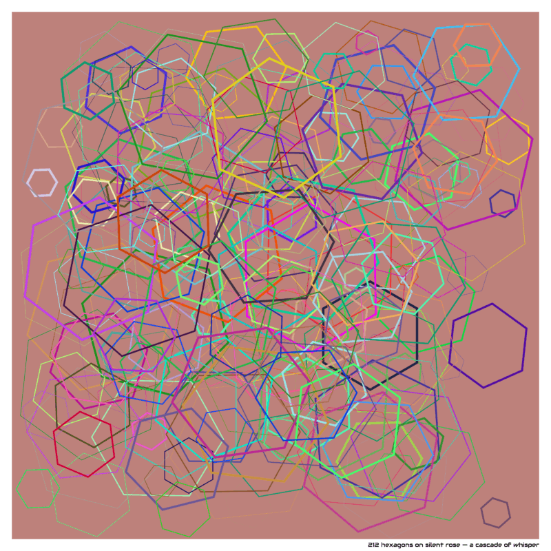 212 hexagons on silent rose — a cascade of whisper